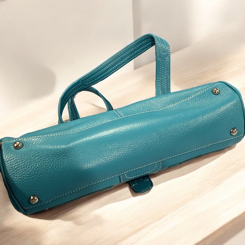 Vintage Tignanello Teal Leather Handbag - Picture 5 of 10